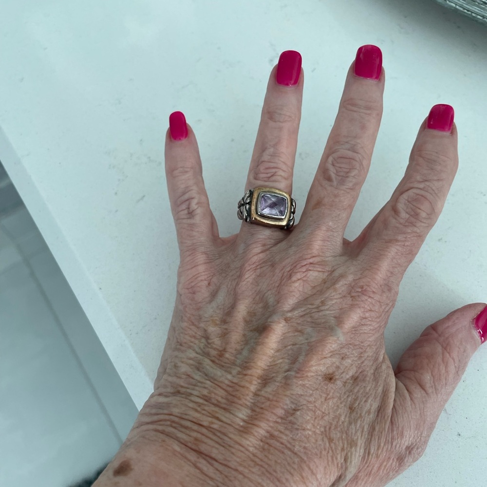 Beautiful, designer/inspired Gold and Purple Halo Ring